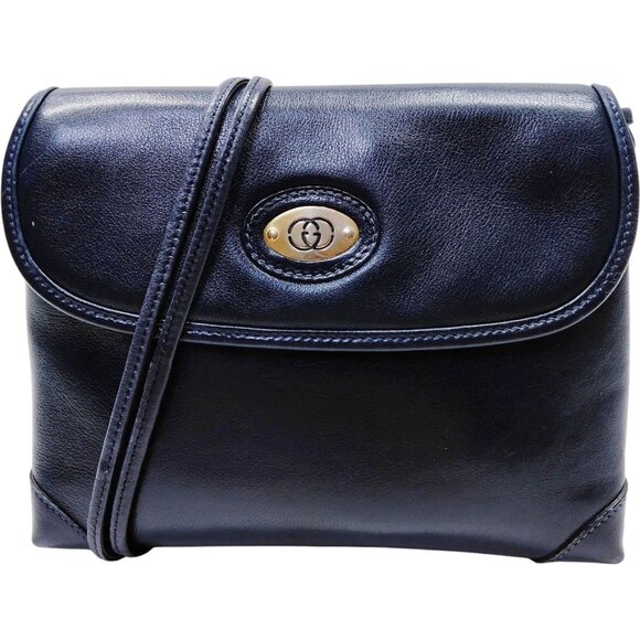 (L3) Gucci Crossbody Bag Navy Blue Leather - Picture 1 of 7